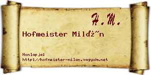 Hofmeister Milán névjegykártya